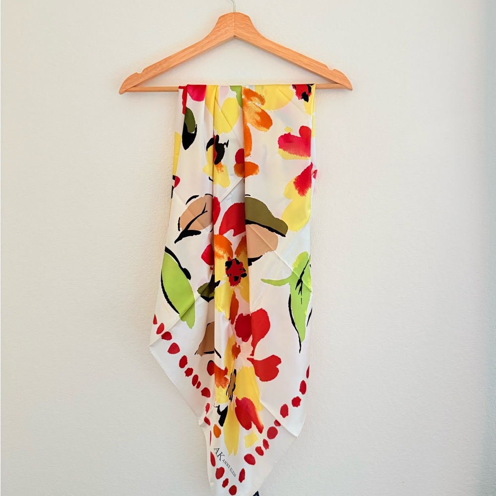Floral Multicolor Silk Scarf 33 inch x 33 inch